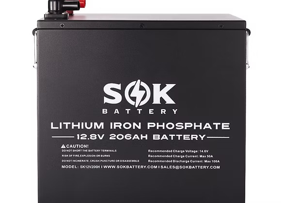 SOK – 12V 206AH Lithium Battery, Bluetooth, Self-Heating, with Metal Case