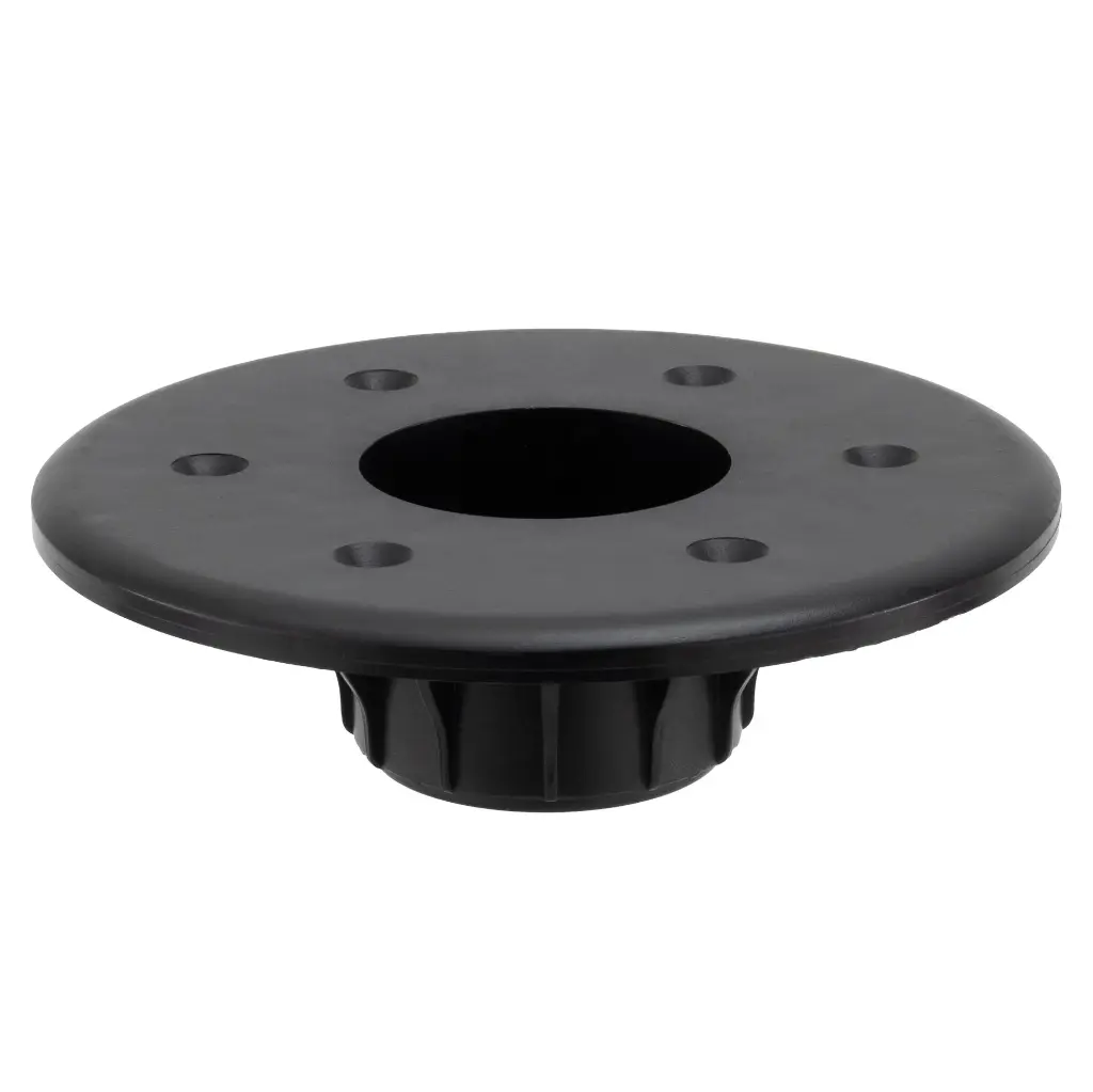 RV Table Pedestal Base Flush Mount | Plastic | Black and Chrome