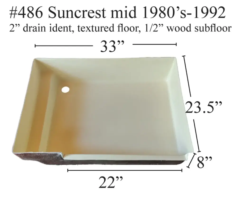 #486 Suncrest RV fiberglass shower pan