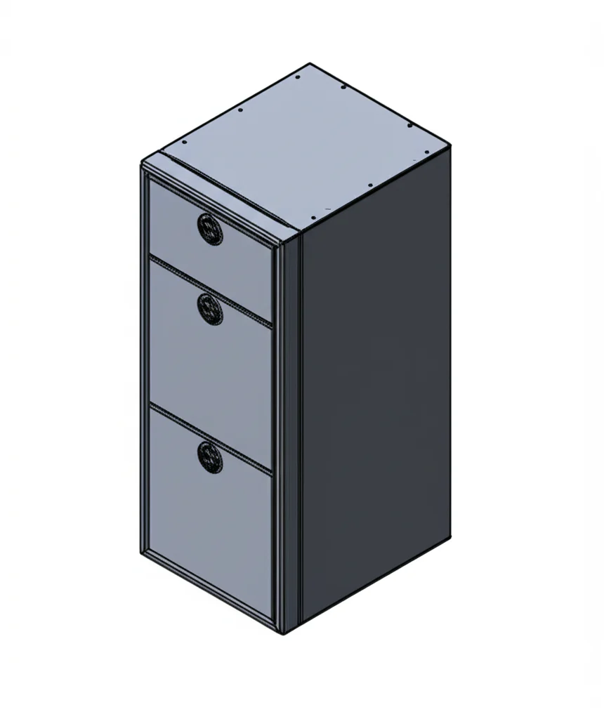 15" Three Drawer Base Cabinet: 15" Length x 18" Deep x 36" Height