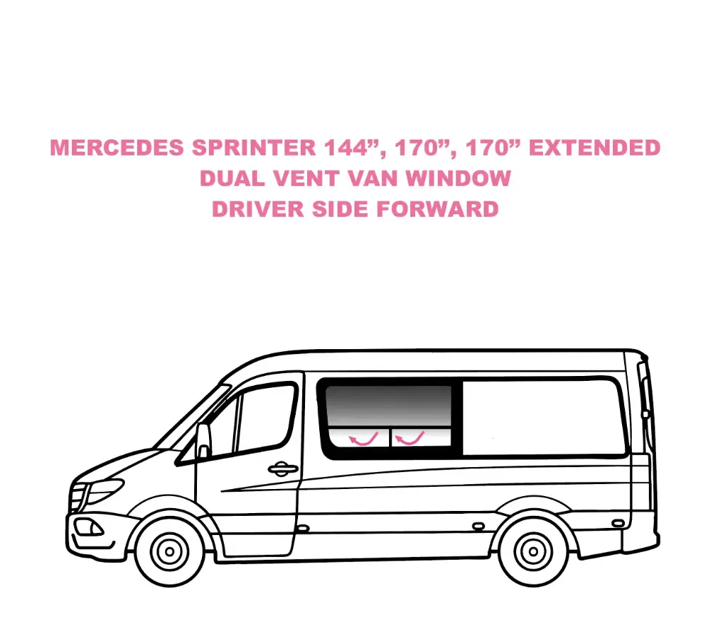 Dual-Vent Van Window - Driver Side Rear - MERCEDES SPRINTER - (SL101-DV)