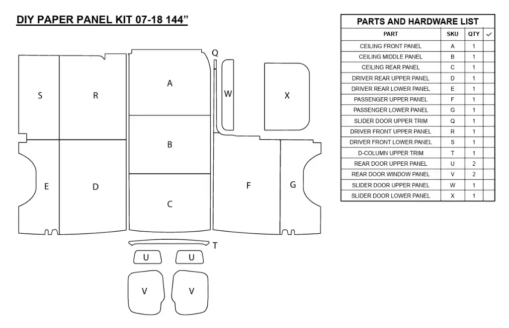 Paper Template Kit for Sprinter Van Panels