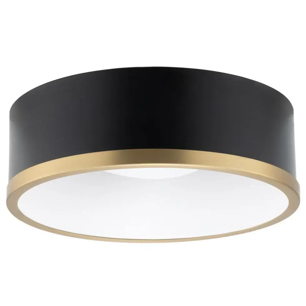 RV Flush Mount Ceiling Light | 12V LED | Interior Lighting | Matte Black & Gold Trim Finish