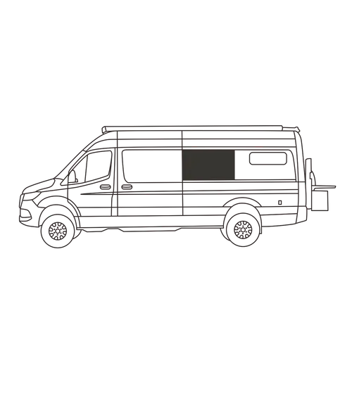 Insulated Window Cover – Sprinter 170WB, Second Row Driver Side