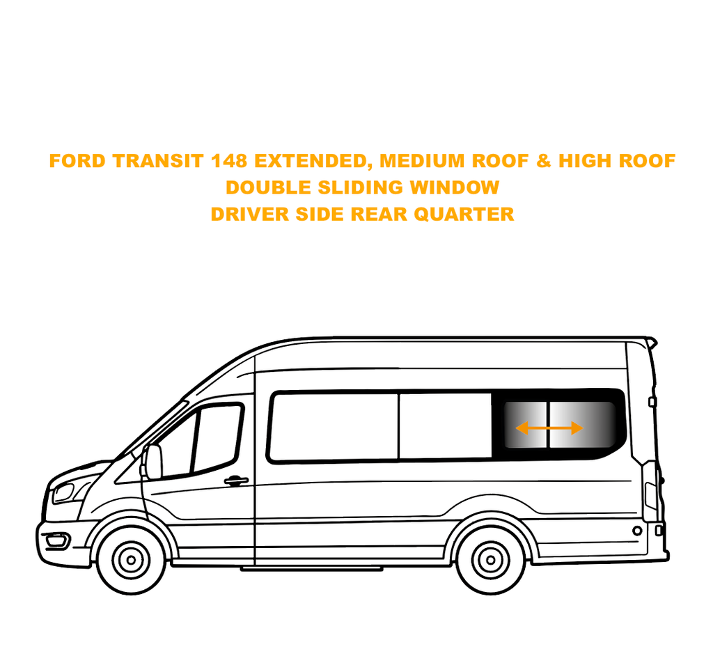 VWD Double-Sliding Van Window (T905366L) — Ford Transit 148 EXT (Driver Side Rear Quarter)
