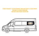 VWD Double-Sliding Van Window (T905366L) — Ford Transit 148 EXT (Driver Side Rear Quarter)