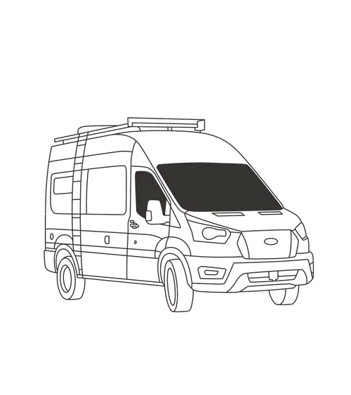 Insulated Front Cabin Window Cover Set (3-Pack) – Ford Transit 2020+ (Medium/High Roof)