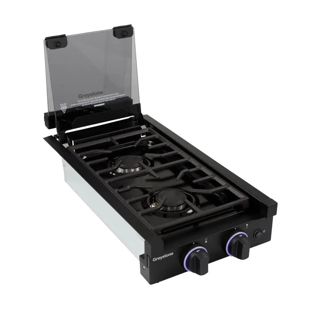 Greystone® by Furrion 2-Burner Gas RV Cooktop with Flame Sense (FFD) - 12", Glass Cover