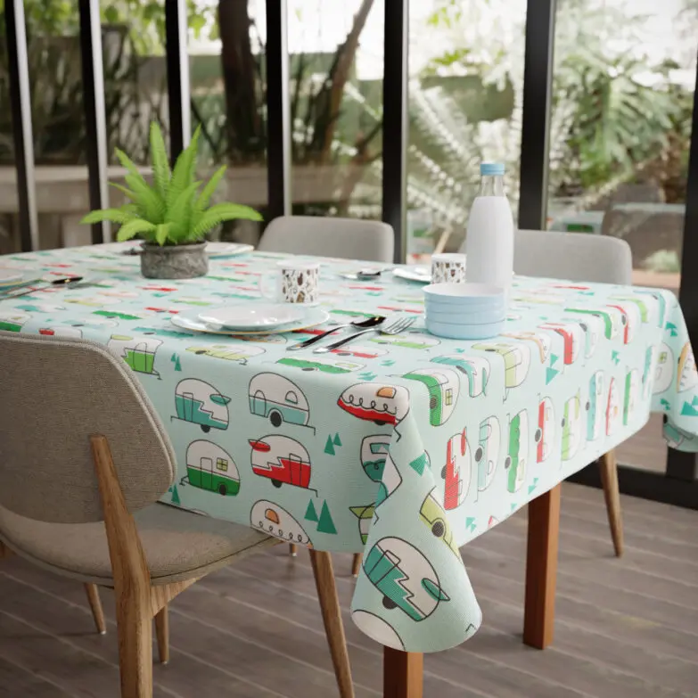 Vinyl Tablecloth – Retro Campers Collection