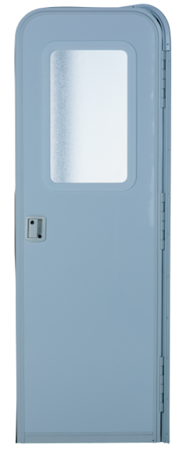 RH radius entry door, polar white 30'' x 74''