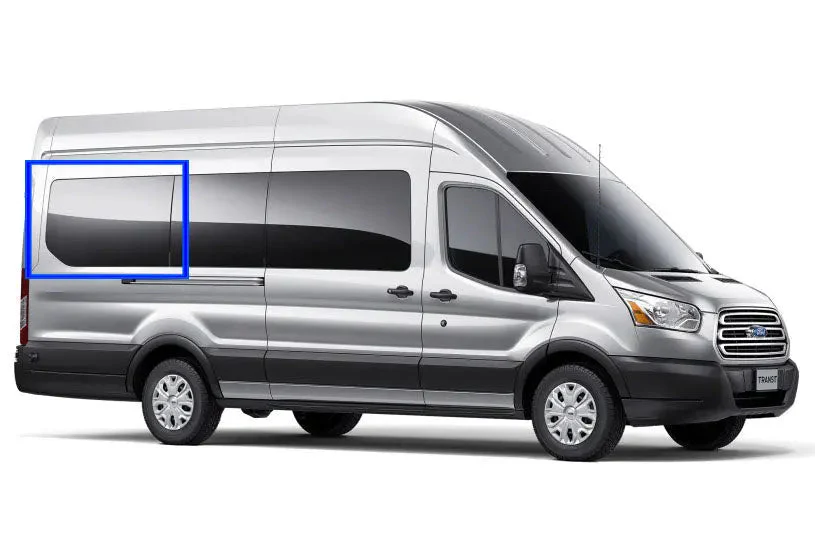 VWD Ford Transit Van Window Medium / High Roof 2015+ Passenger Side Rear Quarter 148" EXT WB - DTT18006