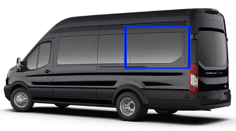 VWD Ford Transit Van Window Medium / High Roof 2015+ Driver Side Rear Quarter 148" EXT WB - DTT18003