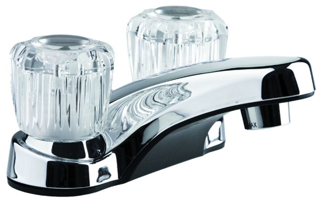 DURA FAUCET CHROME POLISHED RV LAVATORY FAUCET W/CRYSTAL ACRYLIC KNOBS