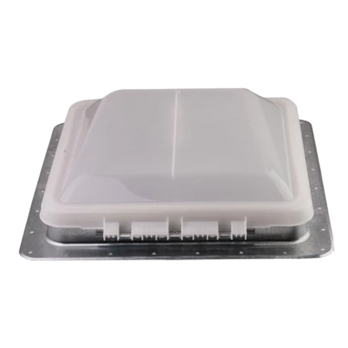 RV Roof Vent 12V Powered Lift - White Lid, Polar White Screen