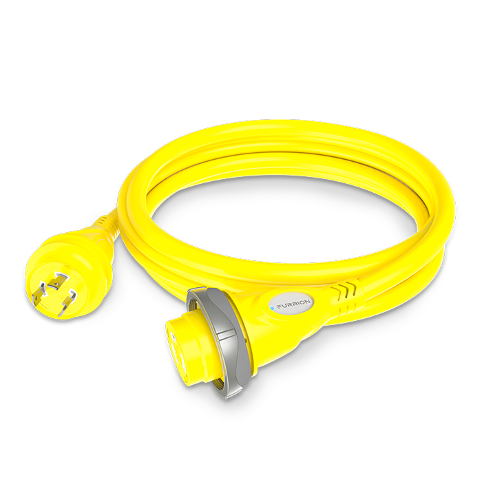 25ft 30A 125V Marine Cordset, L5-30  (Yellow)