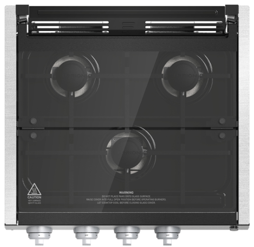 Furrion 3-Burner Gas RV Cooktop with Glass Cover - 20" Black, Rocker Switch
