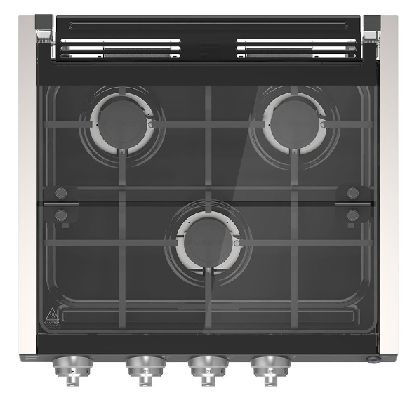 Range cooktop match with 17" & 21" range oven -SS w/LED knobs (Painted Silver) + Wired grill + Glass