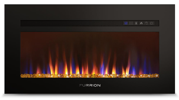 30 inch Built-in Electric Fireplace, with crystal flame effect-Flat Panel