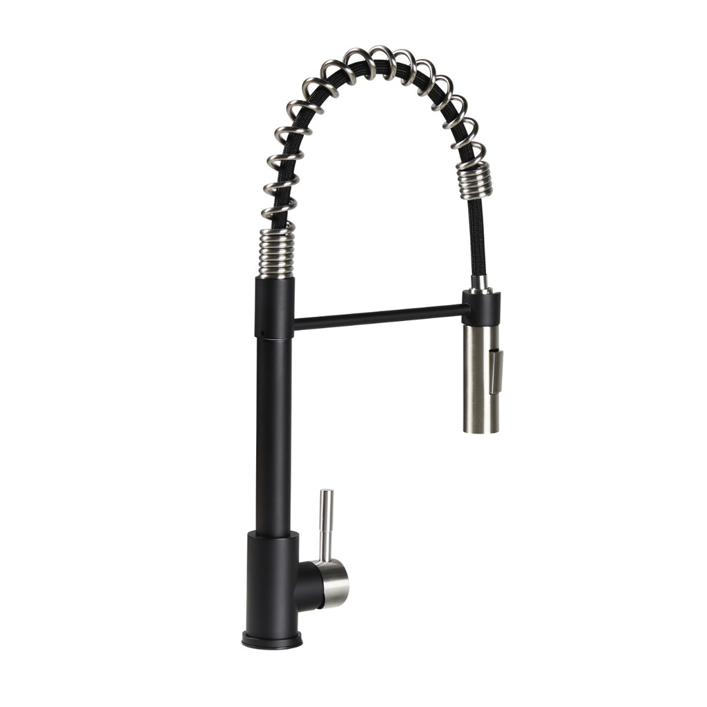 Flow Max™ Coiled Kitchen Faucet - Black/Stainless Steel