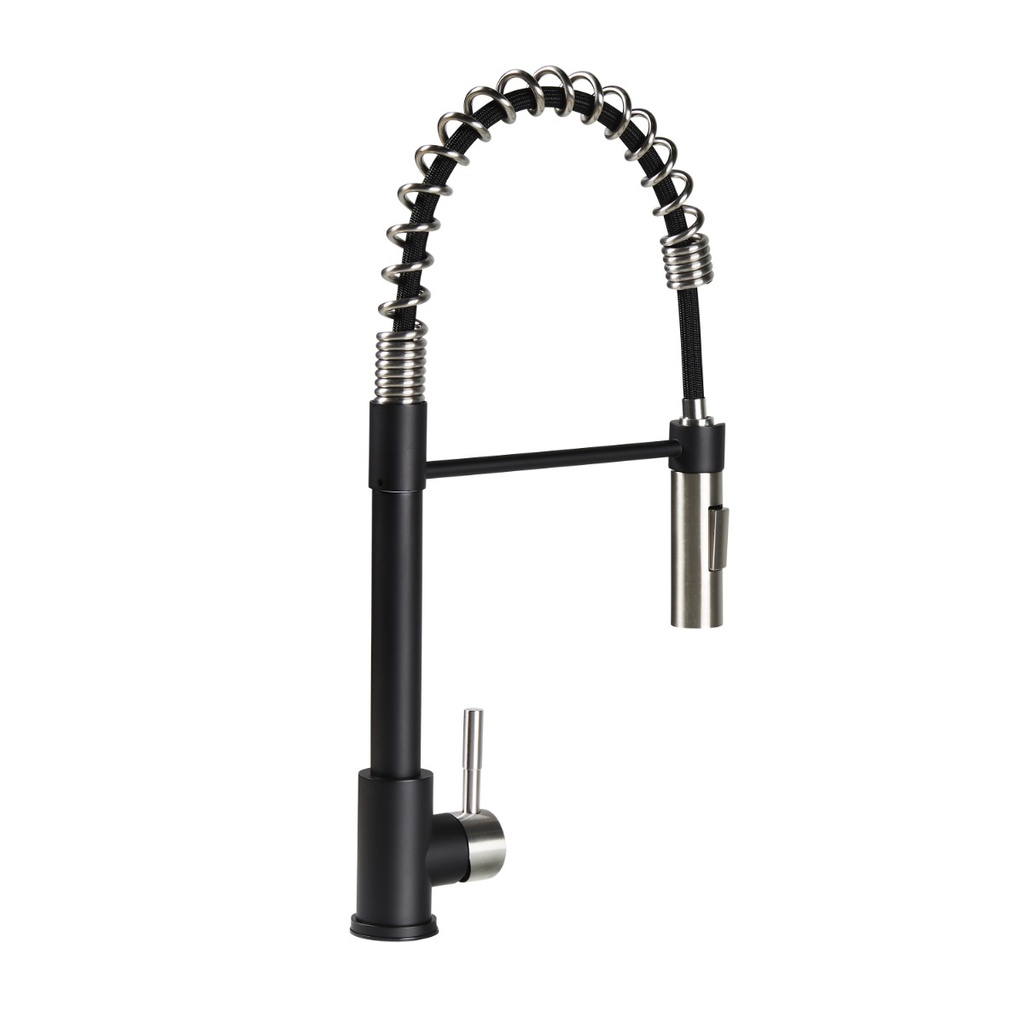 Lippert Flow Max™ Coiled Pull-Down Kitchen Faucet - Black/Stainless Steel