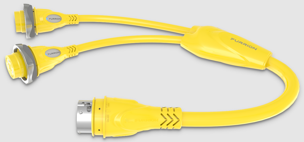 Marine Y Adapter 2 X 30A conn L5-30R (F) - 50A plug SS-2P (M),Yellow