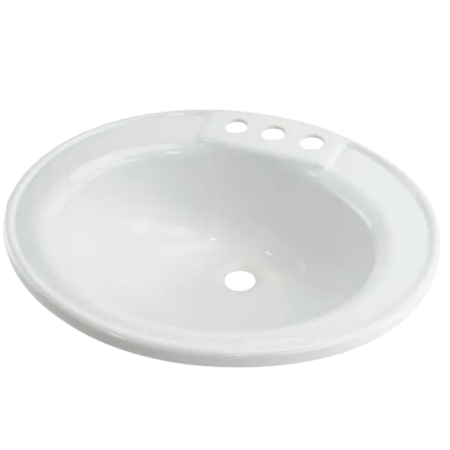 Single Oval Lavatory Sink; 17" x 20" x 7" (White)